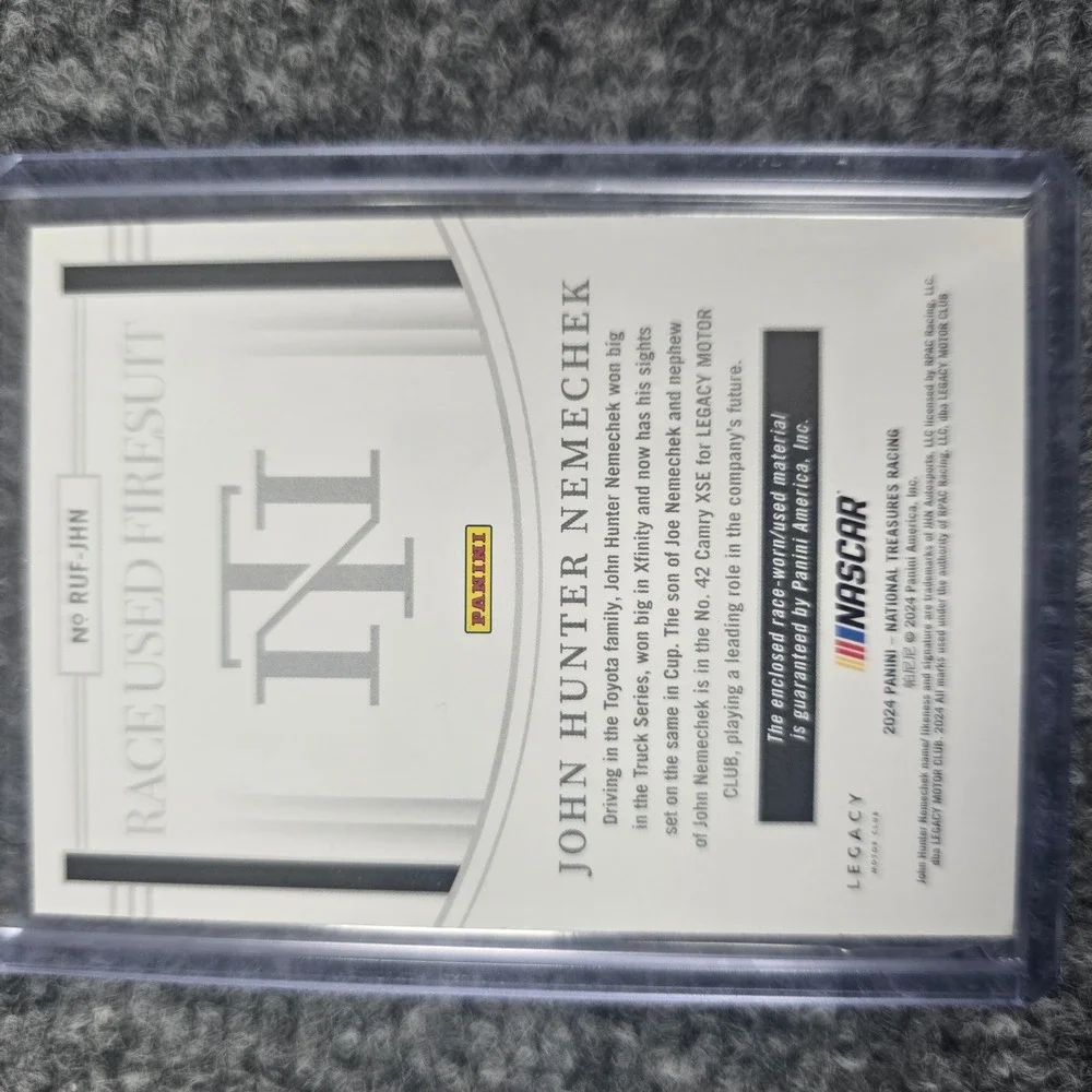 2024 Panini National Treasures John Hunter Nemechek Race Used Patch Card 10/10 - Picture 2 of 2